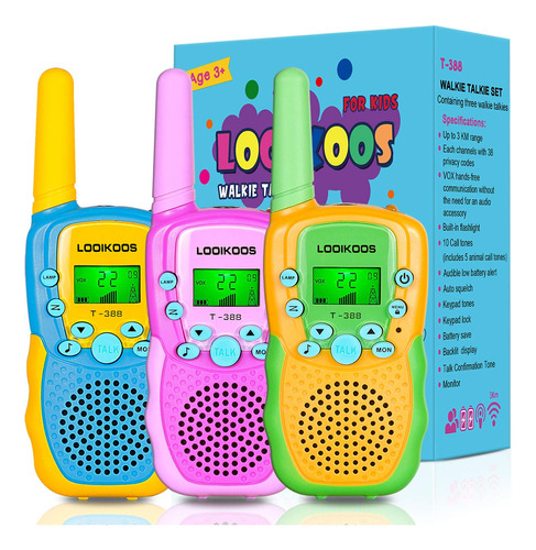 Looikoos Walkie Talkies Para Nios, 1.9mi De Largo Alcance Pa