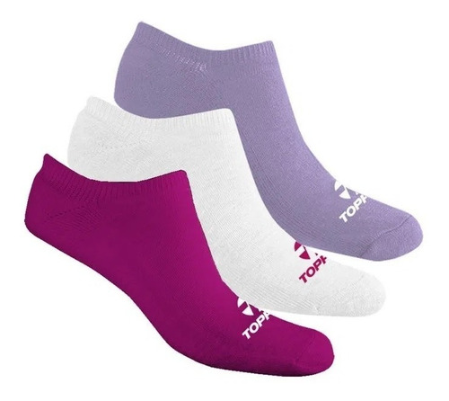 Topper Soquetes Lifestyle Mujer Pack X3 Lila-bco-purpura Ras