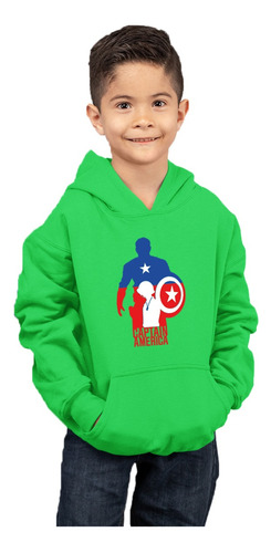 Poleron De Niño Con Capucha Capitan America Grande Rojo Y Azul 