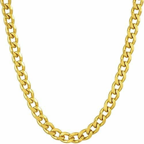 Collar De Cadena Cubana 5mm Bañado En Oro 24k