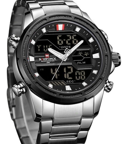 Relógio Masculino Top De Luxo Naviforce Analógico Em Aço