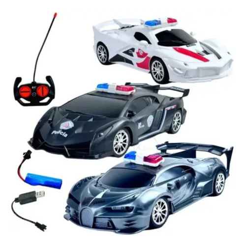 Carrinho Controle Remoto Policia Com Bateria Recarregavel