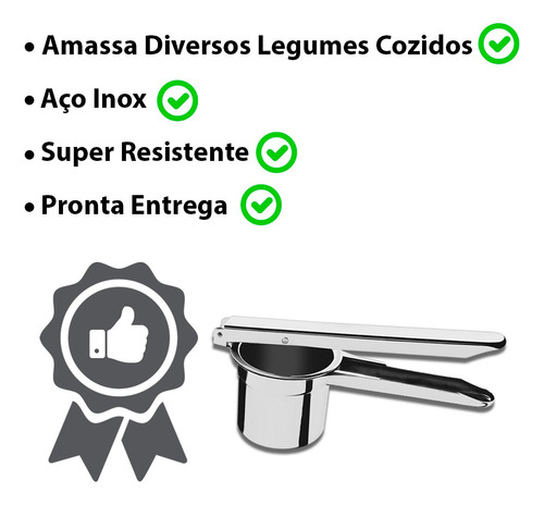 Espremedor Amassador Batata Purê Aço Inox Original Classic
