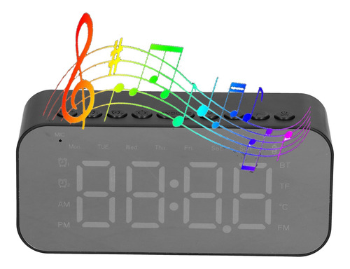 Radio Reloj Despertador Digital Led Espejo Altavoz Bluetooth