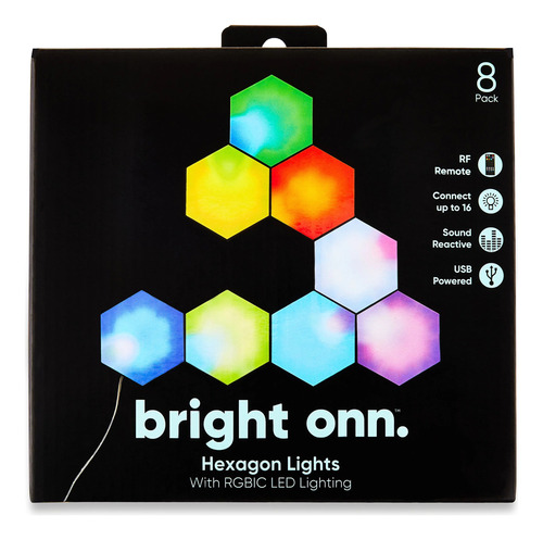 Bright Onn Hexagon Lights Rgbic Para Computadora / 8pack