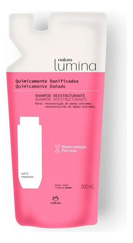 Repuesto Shampoo Cabello Químicamente Dañado Lumina 300ml.