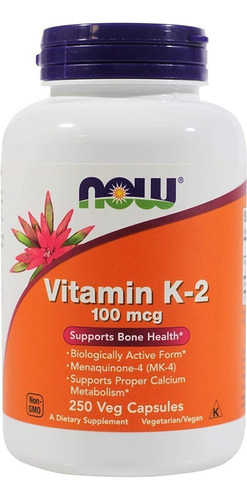 Vitamina K2 100 Mcg Salud Osea Now 250 Capsulas 