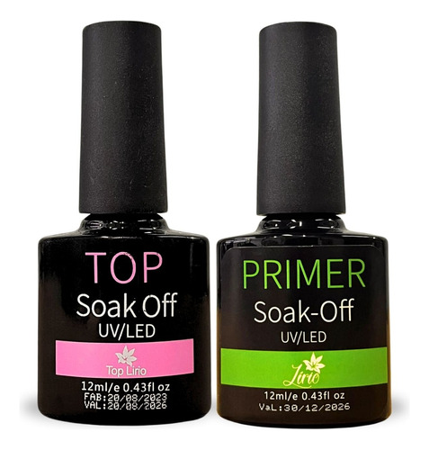 Top Coat + Prmer Kit Unhas Gel Uv Manicure 2 Unid Acrigel