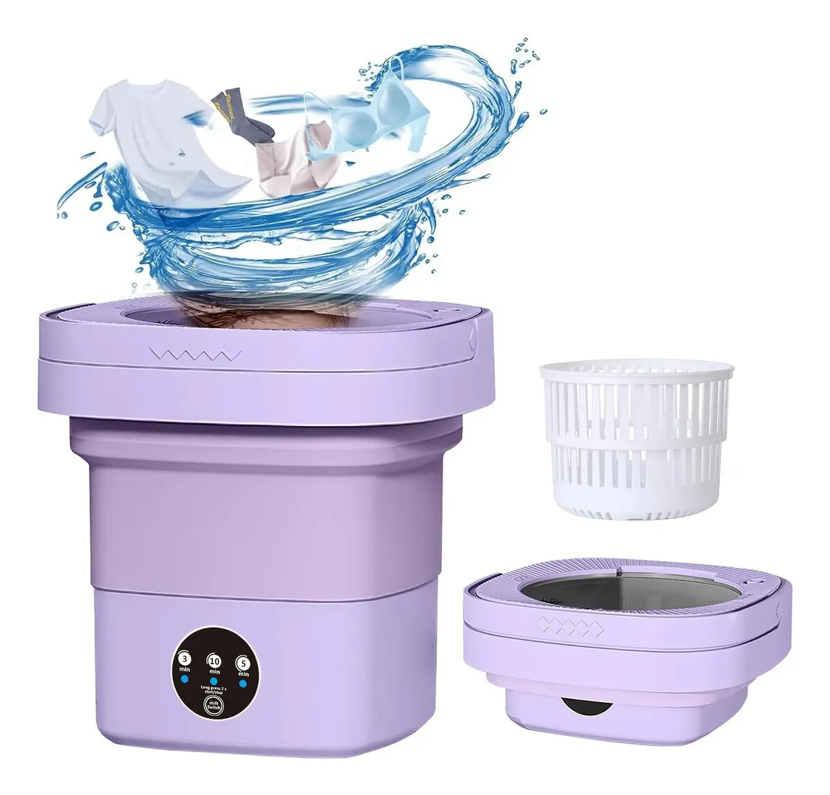 Mini Lavadora Portátil SOIOMSE de 8 Litros con Centrifugado, Violeta