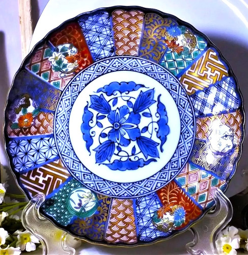 Plato Porcelana Imari Japón Antiguo Para Colección Impecable