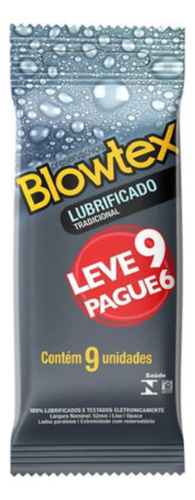 Kit 6x Preservativo Blowtex Lubrificado Tradicional 9 Un