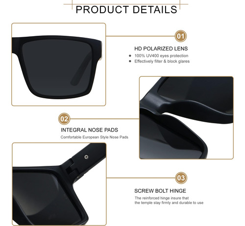 Lyzoit Gafas De Sol Cuadradas Para Hombres Y Mujeres, Polari