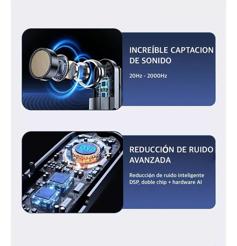Imagen 10 de 12 de Microfono Inalambrico De Solapa Dual Usb Tipo C Con Estuche De Carga y Cancelacion de Ruido
