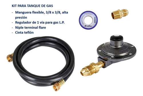 Kit De Regulador 1 Vía De Gas L.p Con Manguera Flexible 1 M