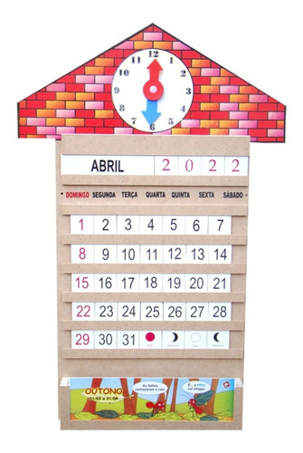 Calendário Relógio brinquedo Educativo Pedagógico Carlu 64pc