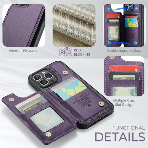 Funda De Piel Con Tapa Tipo Cartera Para iPhone, Tarjetero