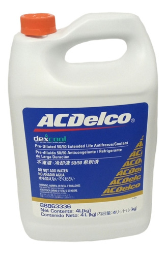 Refrigerante Acdelco Dexcool Naranja  50/50. 4l