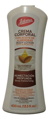 Crema Corporal Con Aceite De Almendras Jaloma 400 Ml