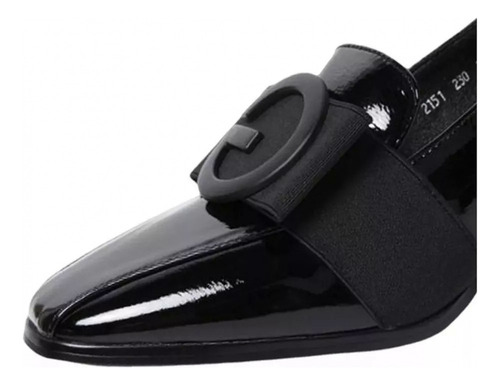 Zapatos Gruesos De Tacón Bajo Con Punta Cerrada Para Mujer,