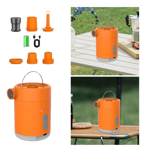 Bomba Eléctrica Recargable Para Inflar Y Desinflar Naranja