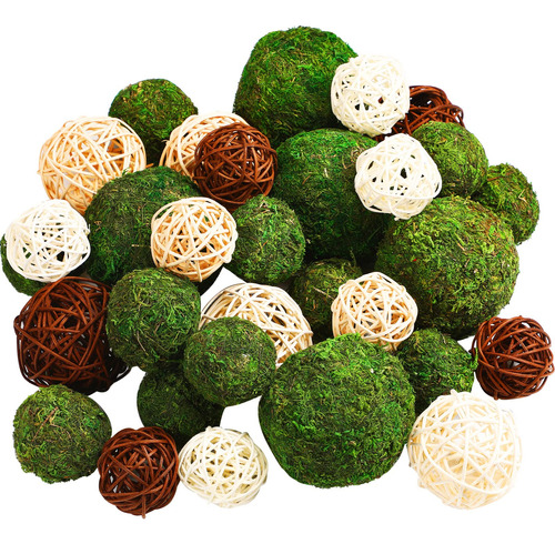 Juego De 36 Bolas Decorativas De Musgo Verde Natural Para Ce