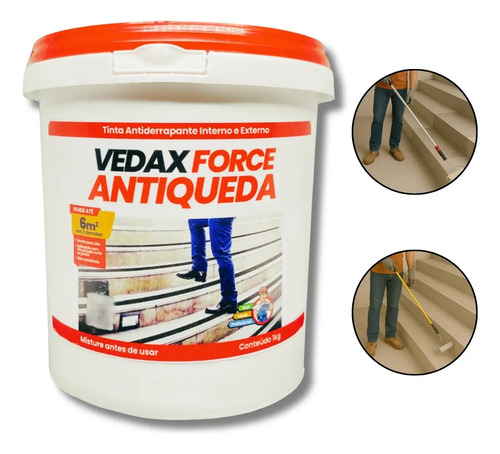 Tinta Antiderrapante 1kg Vedax Anti Queda Escada Rampa Piso Cor Preto