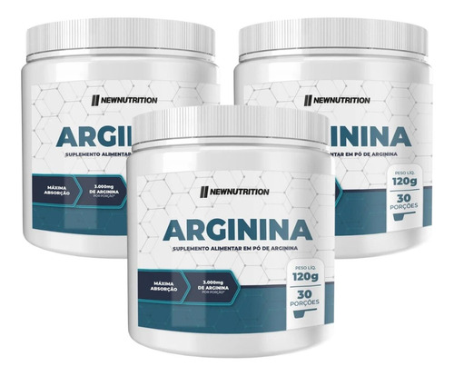 Arginina Com Cálcio E Fósforo 120g New Nutrition 3 Unidades Sabor Sem Sabor