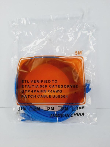 Imagen 2 de 2 de Cables Red Rj45 Utp Cat 5e 5 Metros