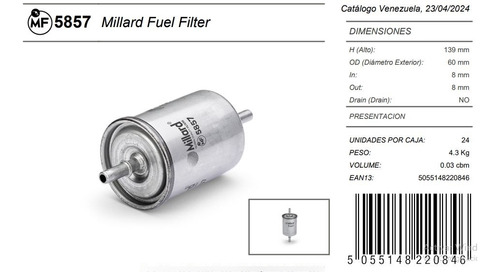 Mf 5857 Filtro Gas Dongfeng S30 Venirauto Centauro 4l 07/08