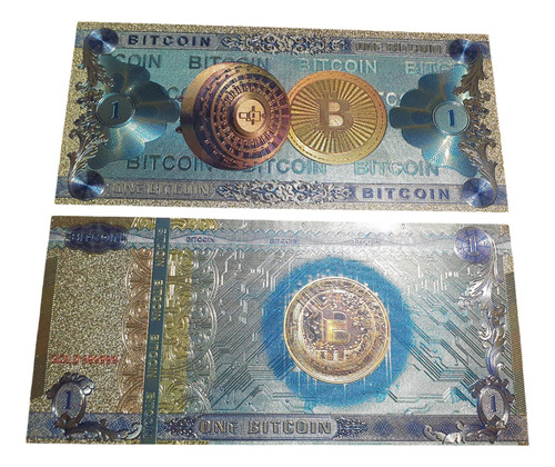 Billete Coleccionable 1 Bitcoin Regalo Souvenir Color Oro