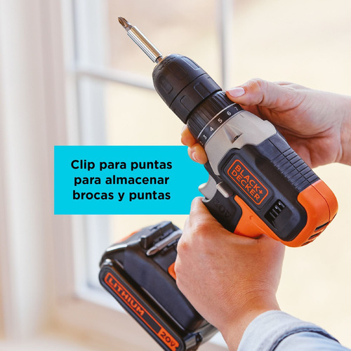 Imagen 5 de 12 de Taladro/destornillador 20v Max + Bat Black+decker Bcd702c1b3