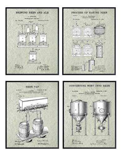 Beer Brewing Patent Art Prints - Vintage Wall Art Poster Se.