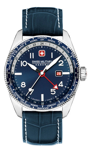 Reloj Swiss Military Smwgb0000505 Para Hombre Cristal Zafiro Color de la malla Azul Color del bisel Azul/Blanco Color del fondo Azul