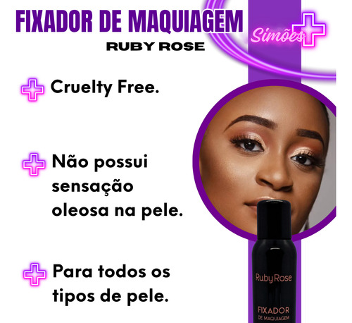 Fixador De Maquiagem Ruby Rose Hb 312 Secagem Rápida Fixação