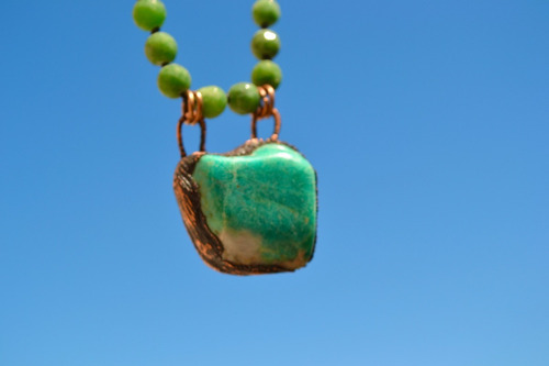 Imagen 3 de 8 de Collar Amazonita, Agata, Bronce, Joyeria Contemporanea, Cod1