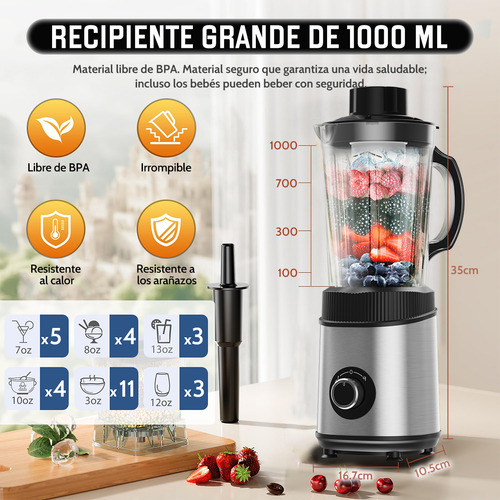 Licuadora Profesional Portátil Electrica Moledor Procesador De Alimentos Extractor De Jugos Eléctrico 22 unidades 800 W 4 Marchas