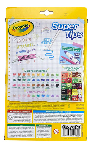 Plumones Supertips Crayola 30+10+10 Edicion Limitada 30 Brillantes 10 Pastel 10 Aroma