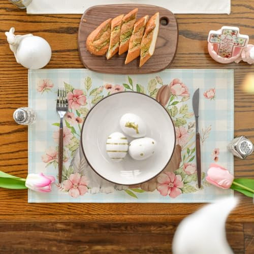 Juego De 4 Individuales De Pascua Con Diseño De Conejo Cone