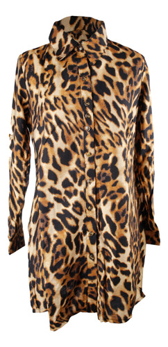 Poli Vestido Lino Prada Mujer Casual Leopardo