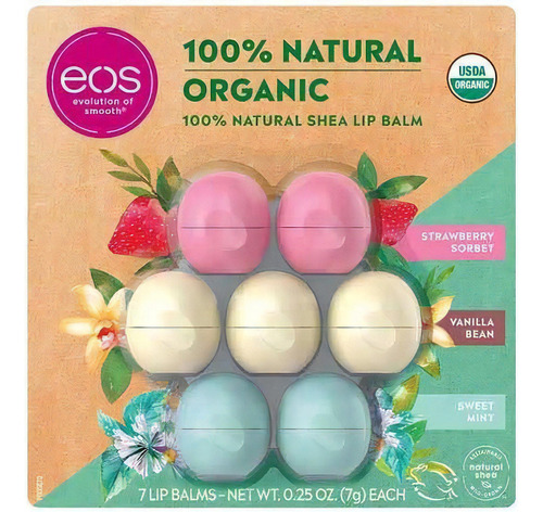 Eos Lip Balm Natural Organic Cartela Com 07