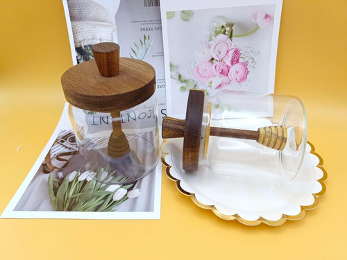 Yy Tarro De Miel De Vidrio De 500 Ml Con Tapa De Madera Y