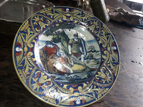 Mayolica Paolo Rubboli(1838-1890)societa Ceramica Umbra Plat (Usado)