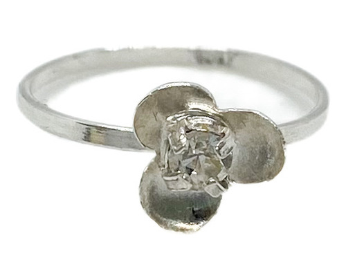 Anillo Para Nena Flor Detalle Cristal Plata 925 T:6 