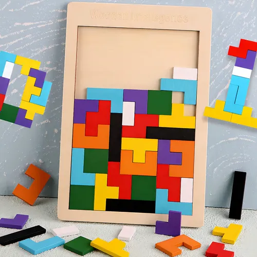 Tetris Quebra Cabeça 100% Madeira 40pcs Desafio Presente Top