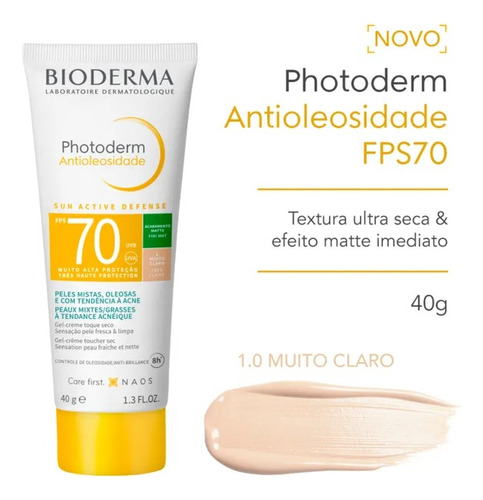 Bioderma photoderm en gel creme protetor solar 1 muito claro 70fps 40ml