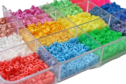 Caja 15 Colores Hama Beads 1.500uni+2 Bases 15cm+pinza+papel