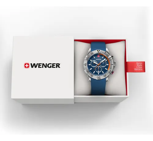 Reloj Seaforce Chrono Silicona Azul, Dial Azul 43 Mm Wenger