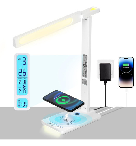 Lámpara De Escritorio Led Con Cargador Inalámbrico: Lámpara