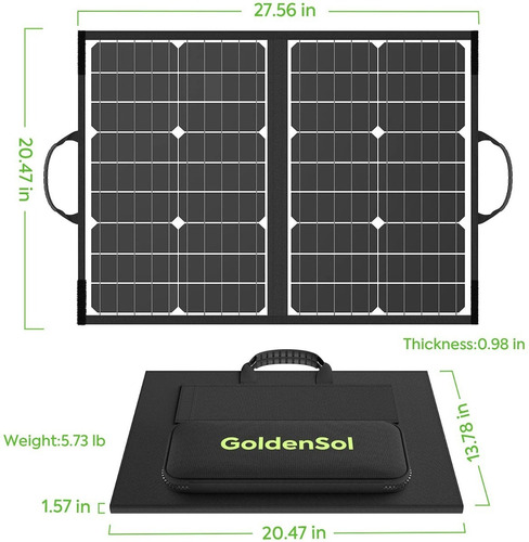 Imagen 2 de 4 de Panel Solar 60w 18v 12v Usb-c Usb Y Adaptadores