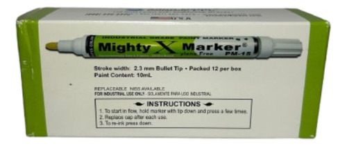 12 Marcadores Mighty Marker Xylene Free Pm-15 Dorado 00415